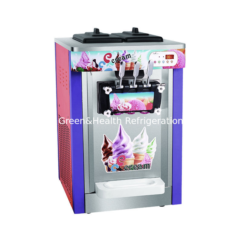 Máquina para hacer helados de acero inoxidable comercial de servicio blando de 22L de 3 sabores