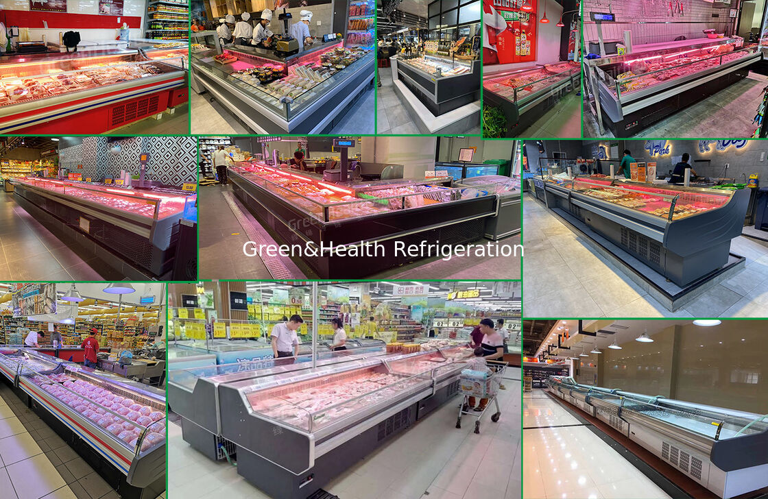 Frigorífico horizontal de 800L de acero inoxidable con pantalla abierta para refrigerador de carne Frigorífico comercial