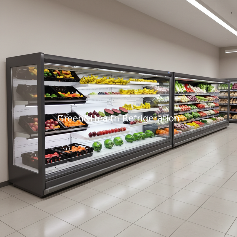 Refrigerador Exhibidor Comercial Negro para Carnicería, Exhibidor para Productos Cárnicos