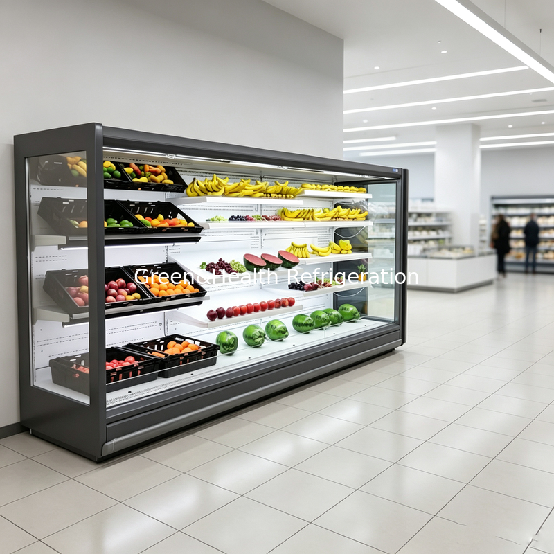 Refrigerador Exhibidor Comercial Negro para Carnicería, Exhibidor para Productos Cárnicos