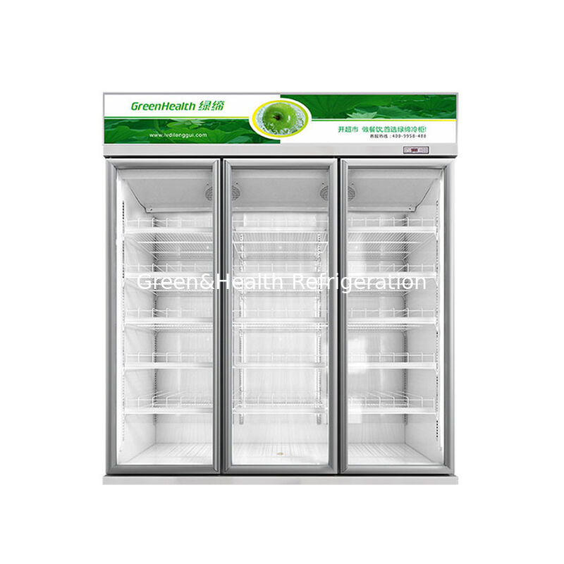Refrigerador de refrescos comercial GreenHealth LG-1000W de 3 puertas, unidad de montaje superior, 0–10 °C