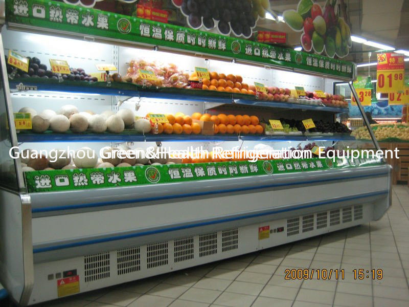 Escaparate abierto del supermercado del refrigerador del montante blanco/rojo con capacidad grande