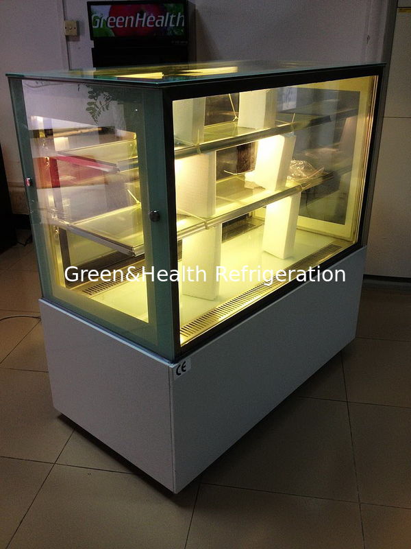Refrigerador de cristal doble de la puerta del postre 1,2 metros, congelador R134a de la exhibición de la torta 540W