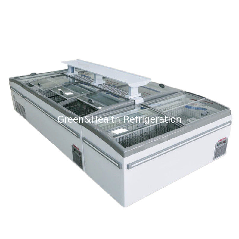 Tipo de pantalla flexible Puerta de vidrio Deshielo automático Supermercado Island Freezer