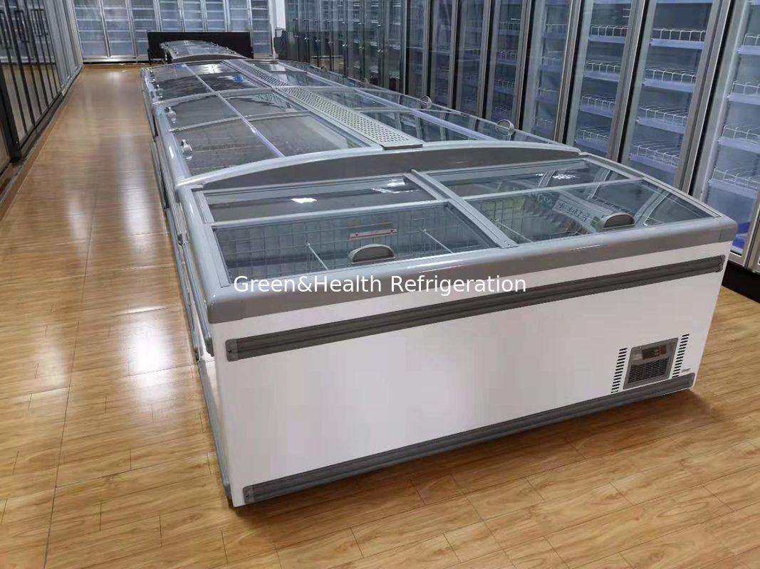 Color blanco refrigerador comercial congelador de caja con puerta lateral para el supermercado