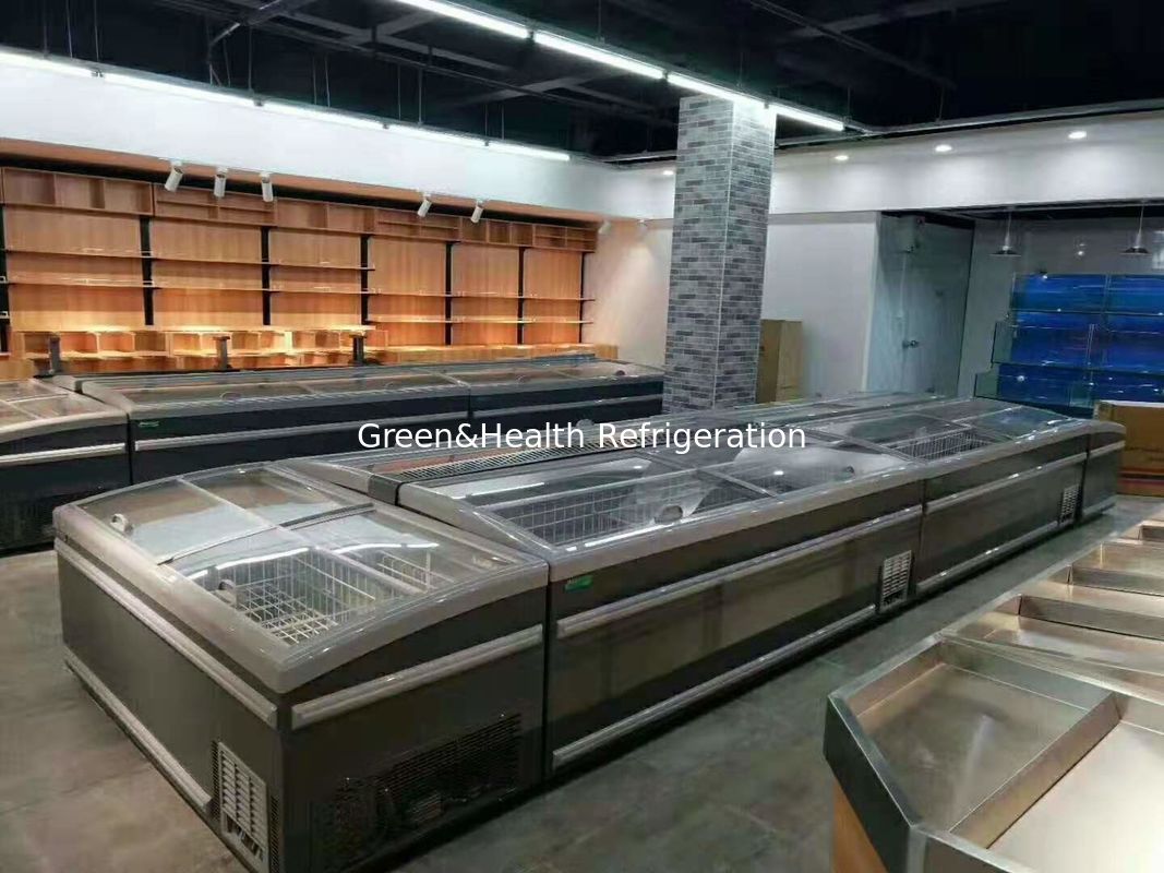 Color blanco refrigerador comercial congelador de caja con puerta lateral para el supermercado