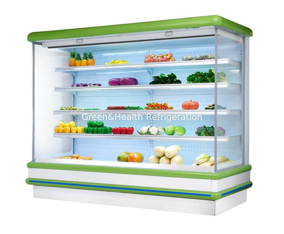 El refrigerador enchufable de la exhibición abierta multi de la cubierta de la fruta del supermercado enchufa el tipo refrigerador de tragante abierto de la exhibición