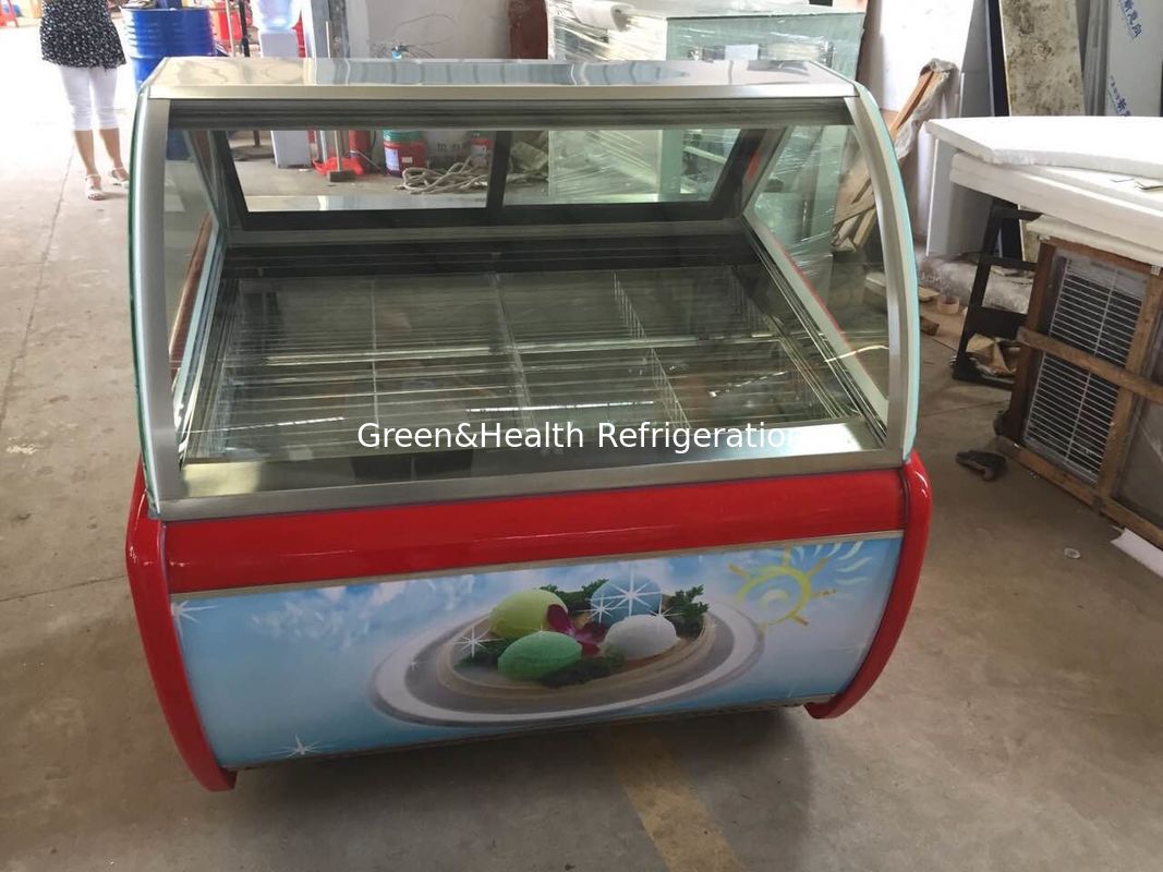 Congelador expositor de helados de encimera con compresor Danfoss de vidrio antivaho y refrigeración por aire dinámica