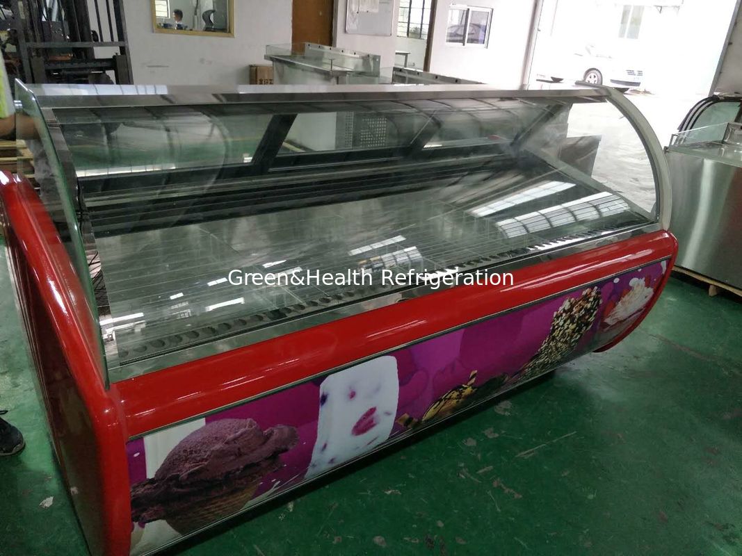 Congelador expositor de helados de encimera con compresor Danfoss de vidrio antivaho y refrigeración por aire dinámica