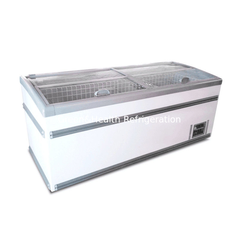 Congelador comercial con puertas corredizas de vidrio y descongelamiento automático con compresor Danfoss