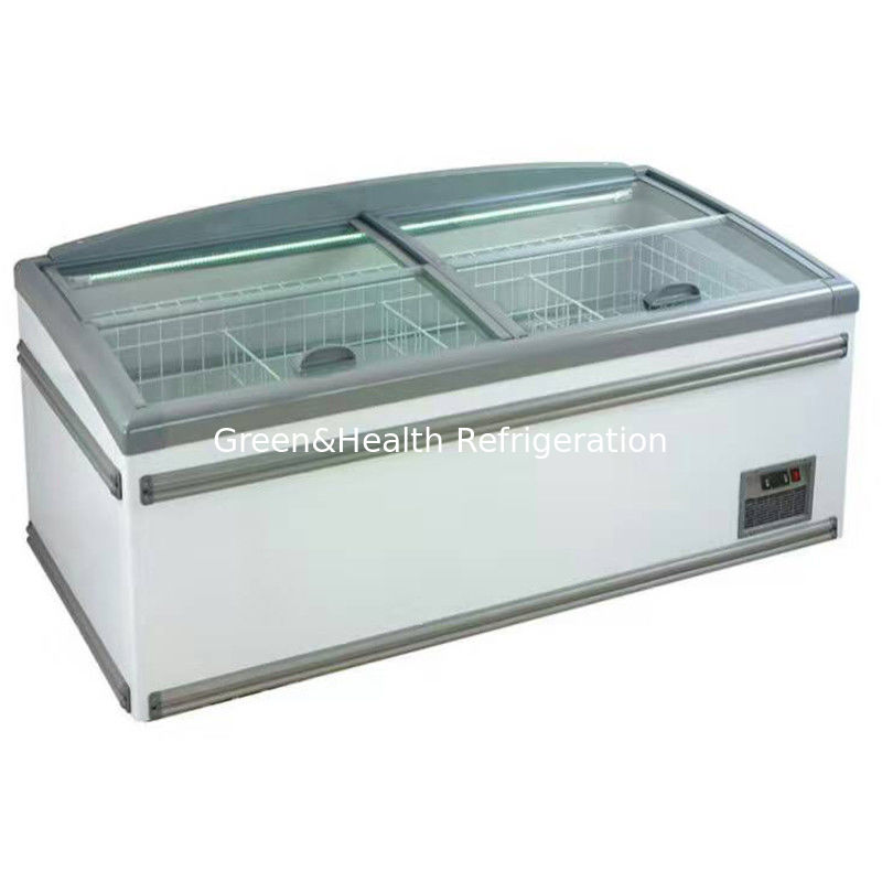 Congelador comercial con puertas corredizas de vidrio y descongelamiento automático con compresor Danfoss