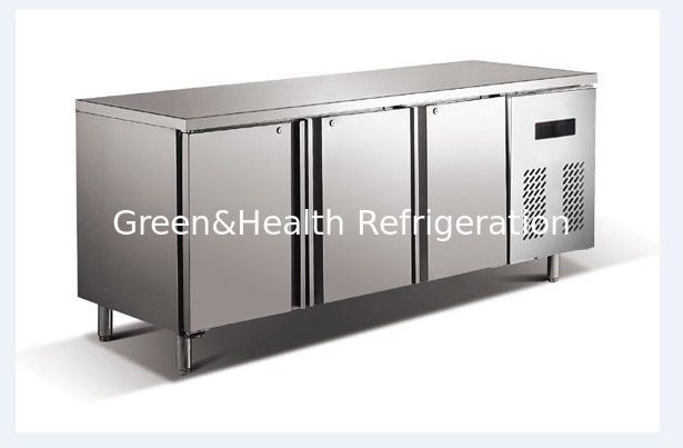 Refrigerador comercial de mesa de trabajo de acero inoxidable con compresor Danfoss y ventilador de refrigeración para panaderías y hoteles