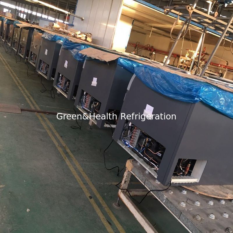 1Congelador de pantalla de isla comercial de.9m con luz LED y refrigerante R404a 2100x890x890mm Congelador de caja