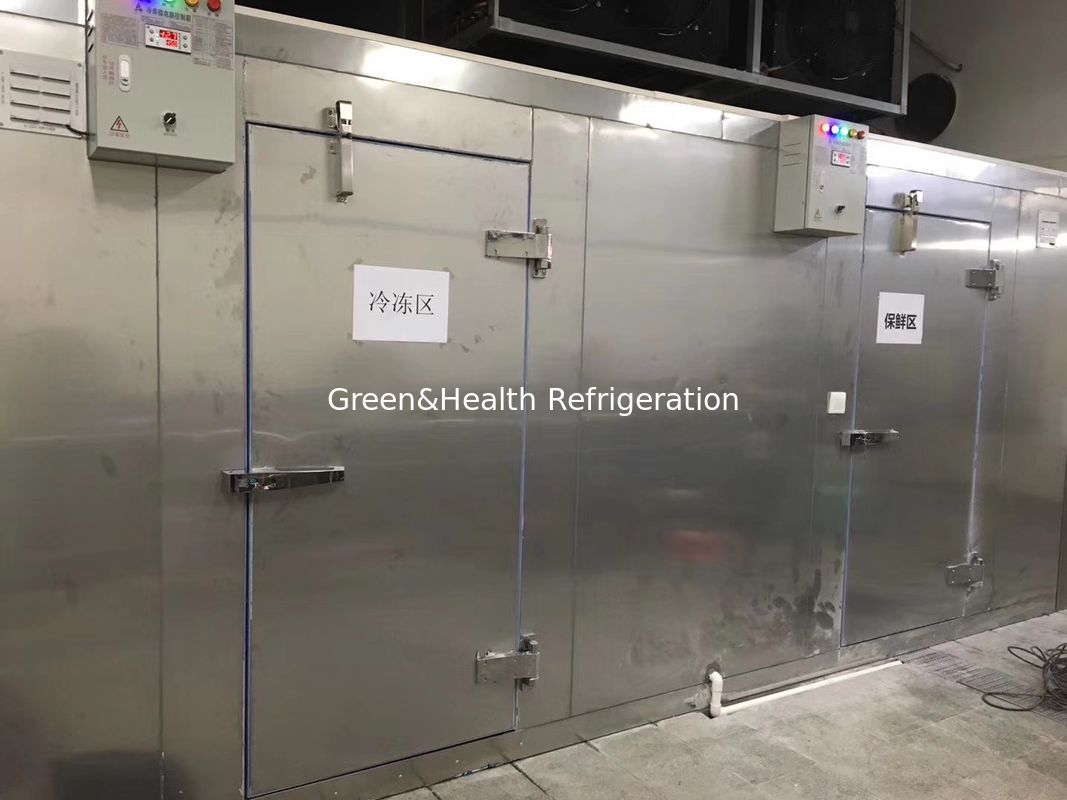 Refrigeración por aire 2-8 grados Panel de PU Estabilidad Chiller de cuarto frío de acero para almacenamiento de alimentos