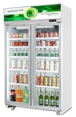 3 Sección Puerta de vidrio Mercadería nevera comercial nevera vertical Mercadería refrigerada con puerta de vidrio oscilante