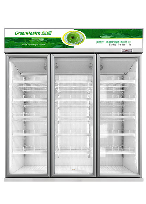 3 Sección Puerta de vidrio Mercadería nevera comercial nevera vertical Mercadería refrigerada con puerta de vidrio oscilante