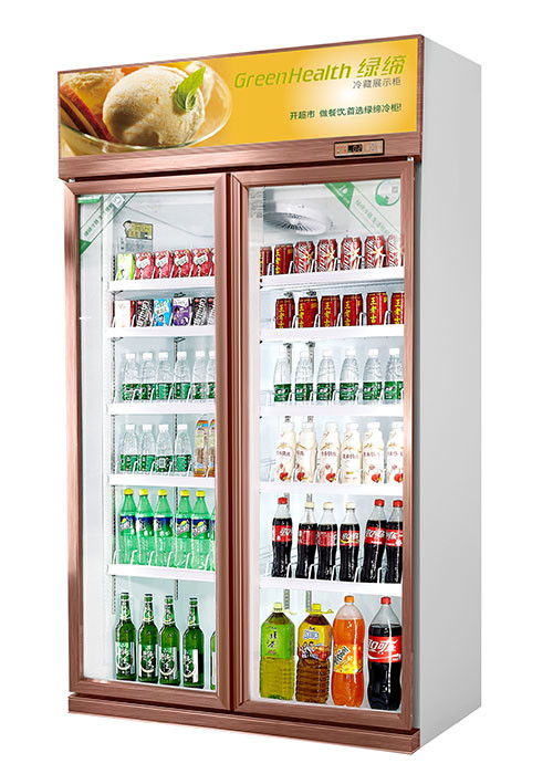 Refrigerador comercial vertical de la bebida de la bebida con la puerta de cristal doble