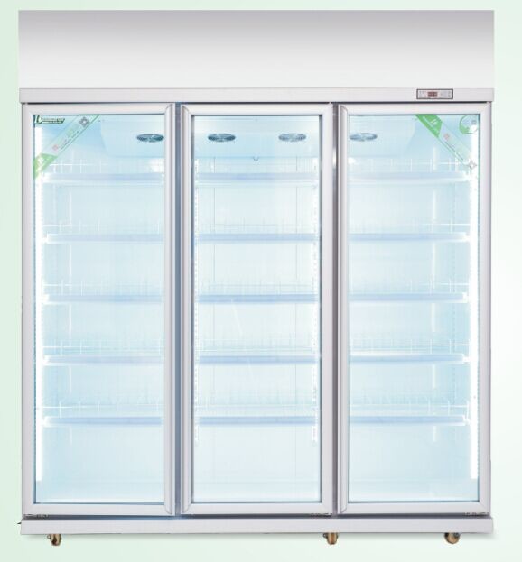 Automático descongele el refrigerador de cristal comercial de la bebida de la puerta para el supermercado con el calentador