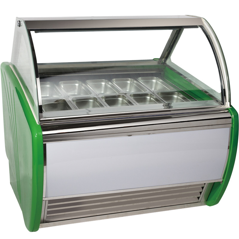 Congelador del escaparate del helado de 10 envases con Danfoss bajo parte inferior