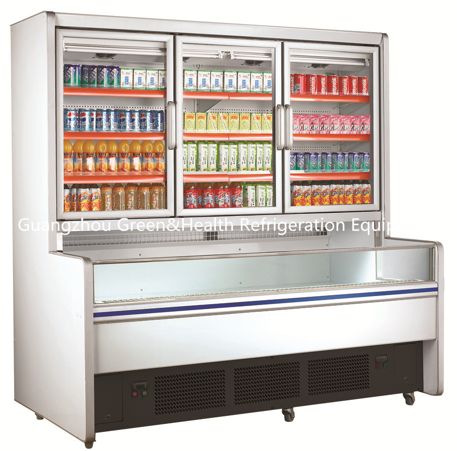 Refrigerador comercial libre de la exhibición de la bebida de 3 puertas para la alameda