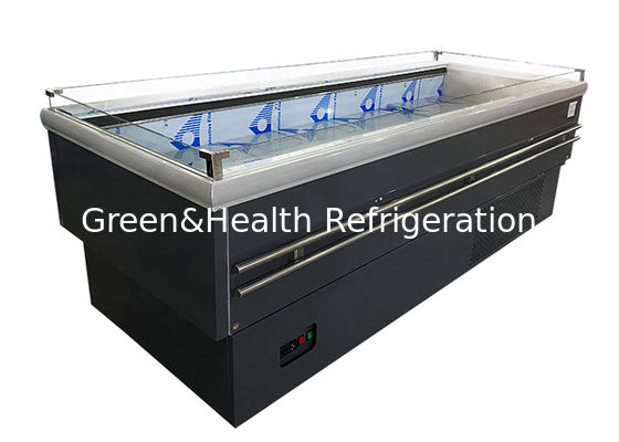 Congelador comercial grande de la isla de la exhibición del equipo de enfriamiento de tragante abierto para la tienda