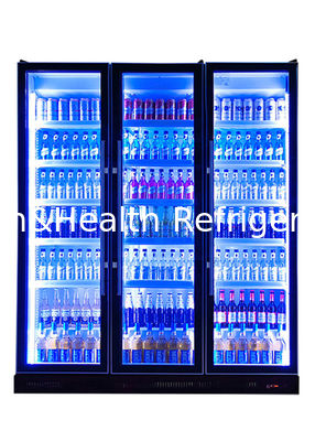 Refrigerador frío de la bebida de la barra de 3 puertas de la energía de encargo de lujo de cristal del refrigerador