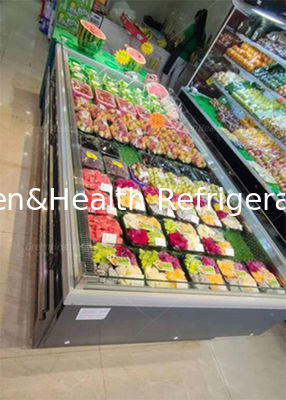Fruta el congelador de acero inoxidable de la isla del supermercado del refrigerador abierto de la exhibición de la legumbre