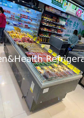 Refrigerador vegetal de enfriamiento de la exhibición del gabinete de la fruta horizontal para el supermercado