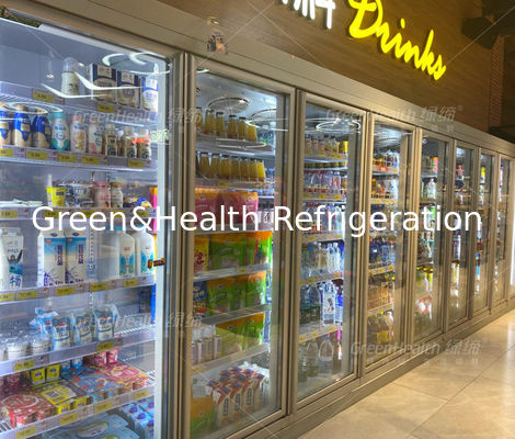 Refrigerador comercial de la cerveza del refrigerador de la bebida de la puerta de cristal de moda del supermercado