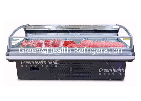 Refrigerador comercial para exhibición de carne con iluminación LED de enfriamiento dinámico y compresores Danfoss/Secop para supermercados
