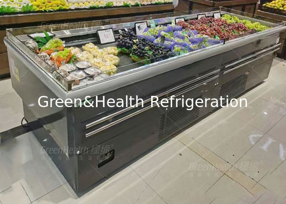 Tipo abierto de la isla del refrigerador de la exhibición de la tienda de frutas de la fuente de la fábrica para el uso comercial