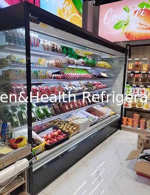 Refrigerador abierto del equipo de refrigeración derecho grande con cubiertas múltiples