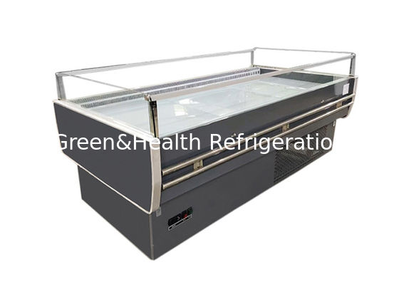 Refrigerador comercial de la exhibición de la carne del congelador abierto de la isla del supermercado del top plano con el LED