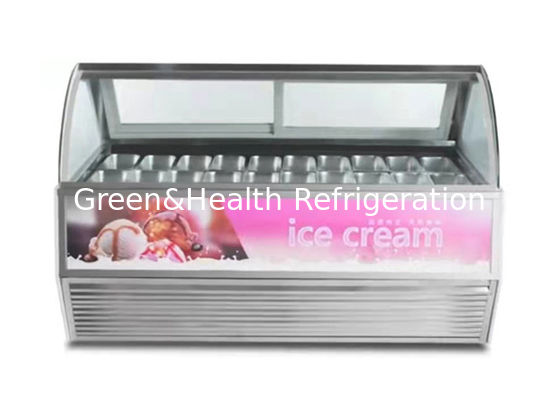Congelador comercial de la exhibición del helado de la tienda de helados con las cacerolas modificadas para requisitos particulares