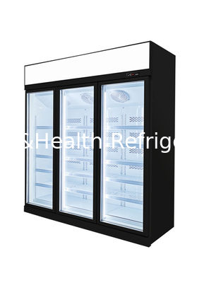 Congelador de exhibición de vidrio Hyper Market con calefacción de puerta triple vertical 220V 1450L