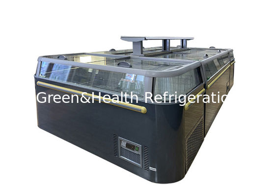 Congelador congelado comercial de la cosechadora de la isla de la puerta de vidrio de desplazamiento del congelador de la isla del supermercado de -18~-22℃