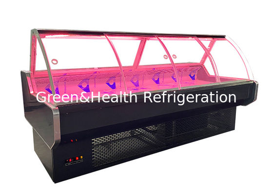 Refrigerador comercial de la exhibición de los pescados de comida de la carne de la tienda de delicatessen con la puerta de cristal 1045W