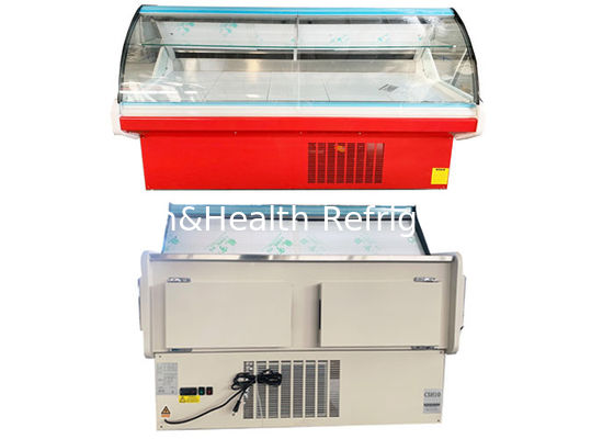 R404a los 2M Deli Display Refrigerator curvó el escaparate de cristal de la carne