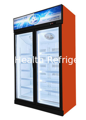 Comerciante de helados Velocidad vertical de la puerta de vidrio congelador para alimentos congelados 1450L