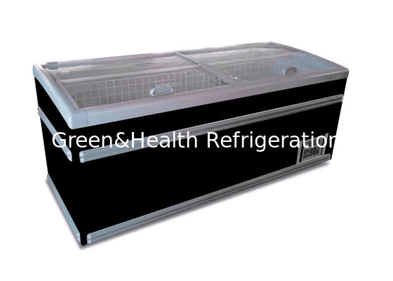 Exhibición de supermercado comercial Isla Cesto congelador Vitrina de refrigeración con puerta de vidrio