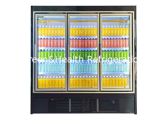 Refrigerador comercial de cuatro estanterías con puertas de cristal múltiples