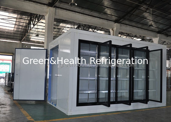 Supermercado Refrigerador Almacén frío con puerta de vidrio 8500L Walk In Cooler Blast Freezer