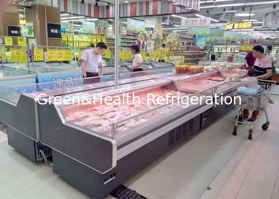Gran refrigerador de exhibición de carne fresca para el supermercado