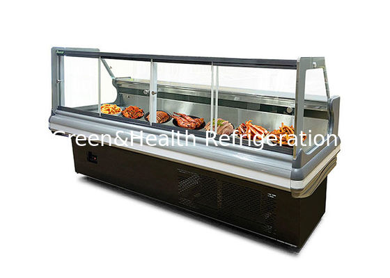 Vitrina de deli refrigerada de vidrio transparente cuadrado de temperatura única R404a