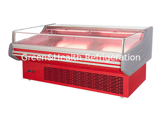 Vestidor comercial de vidrio abierto de carne fresca congelador de profundidad refrigeración dinámica