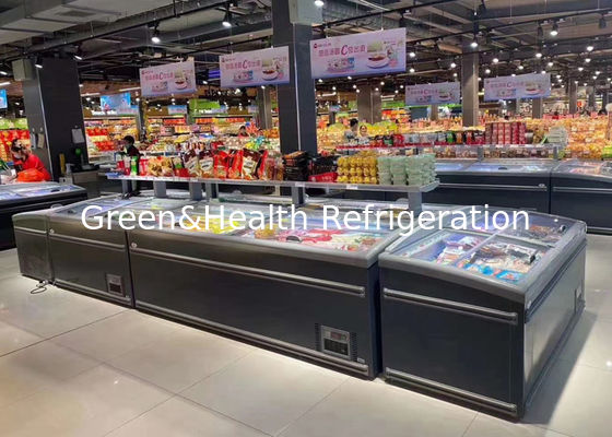 Supermercado Puerta de vidrio Cesto congelador profundo Muestra de alimentos Refrigerador de mercancías 1040L