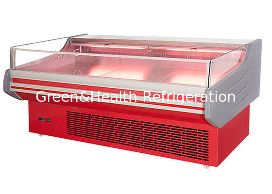 Vitrina de carne fresca refrigerada de vidrio curvado sin heladas multifuncional