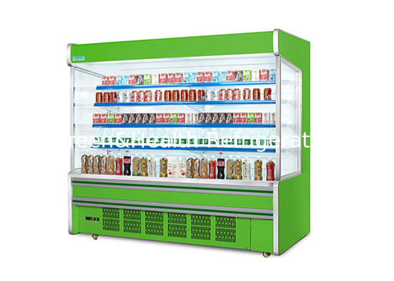 Enfriador abierto de varias cubiertas de acero inoxidable con cortina nocturna de ahorro de energía y descongelación inteligente automática para supermercados