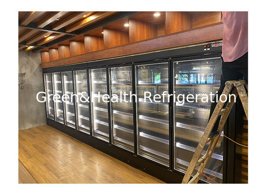 Refrigeradores comerciales de cubierta múltiple de acero pintado Bebidas Display Chiller R404a Con Puerta de vidrio de puertas múltiples