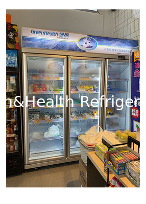 Congelador vertical comercial multifuncional con múltiples puertas e inversor para bebidas